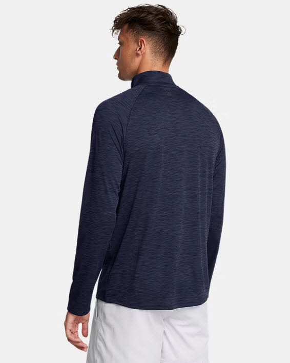 UA Tech Textured 1/2 Zip-BLU