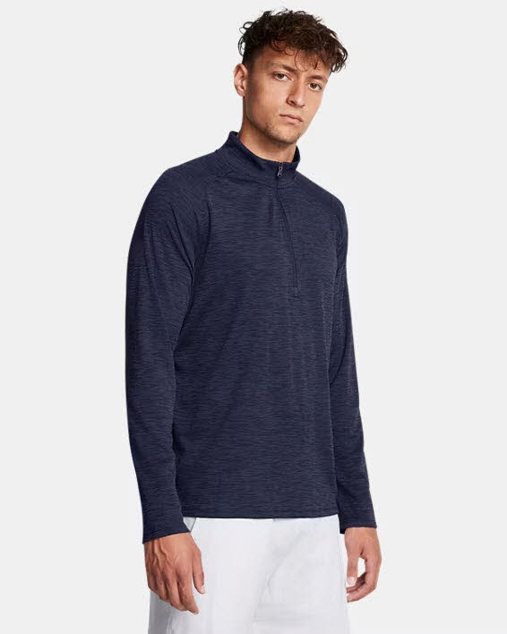 UA Tech Textured 1/2 Zip-BLU
