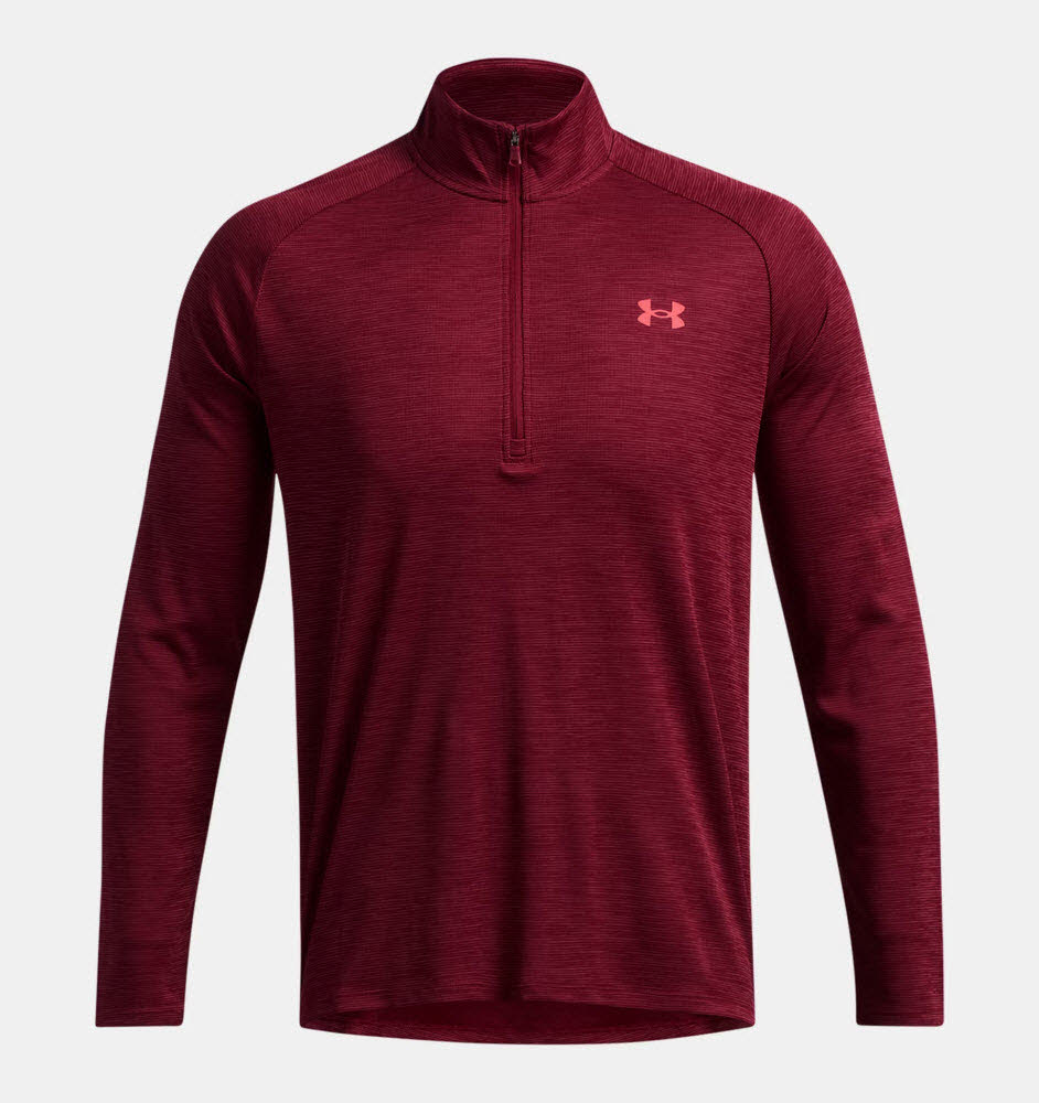 UA Tech Textured 1/2 Zip-RED