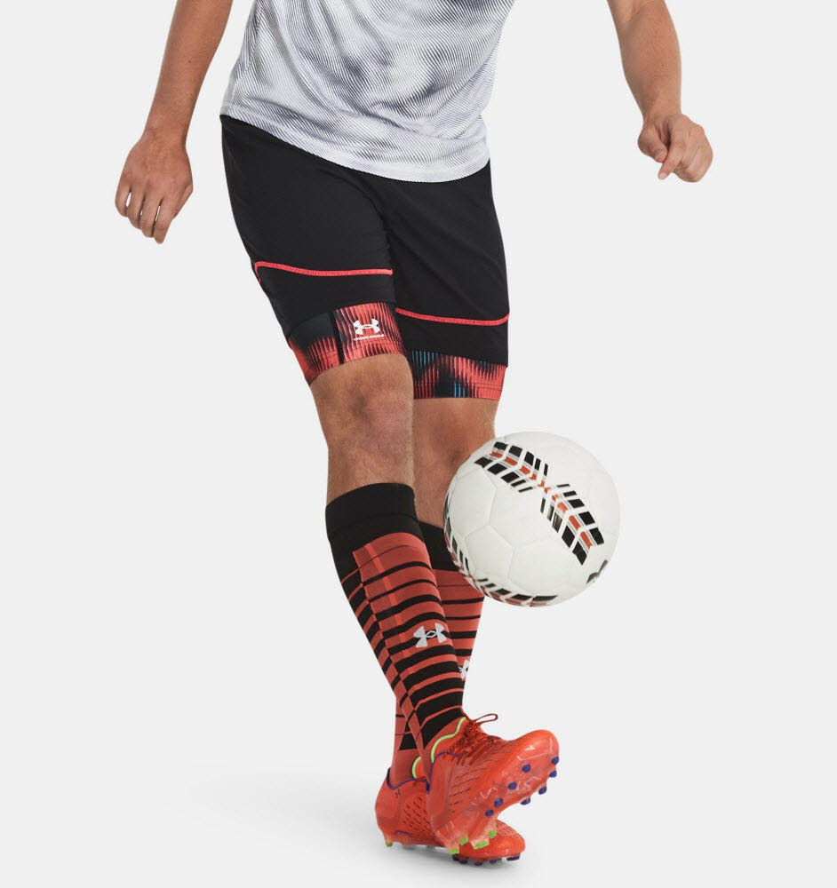 UA HG Prtd Long Shorts-RED