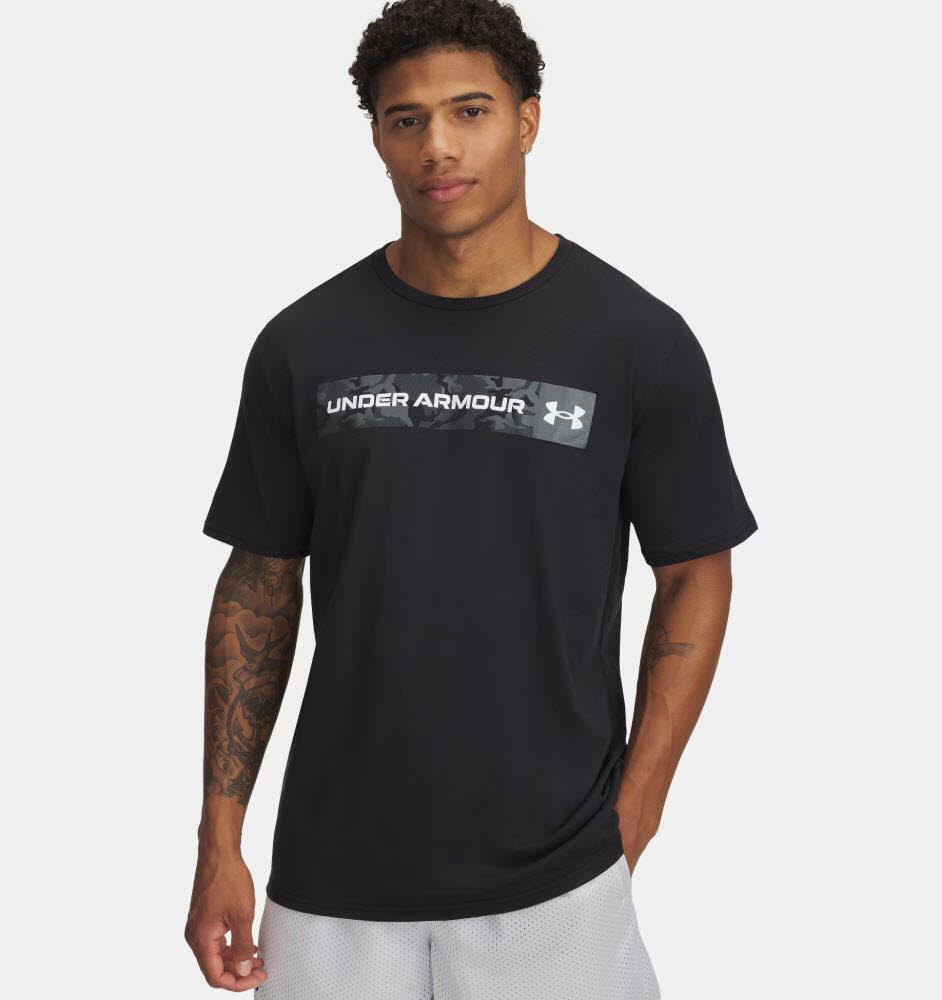 UA CAMO CHEST STRIPE SS-BLK