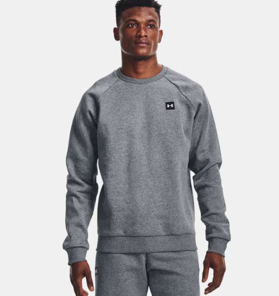 UA Rival Fleece Crew-BLK,Pitch Gray - Bild 1